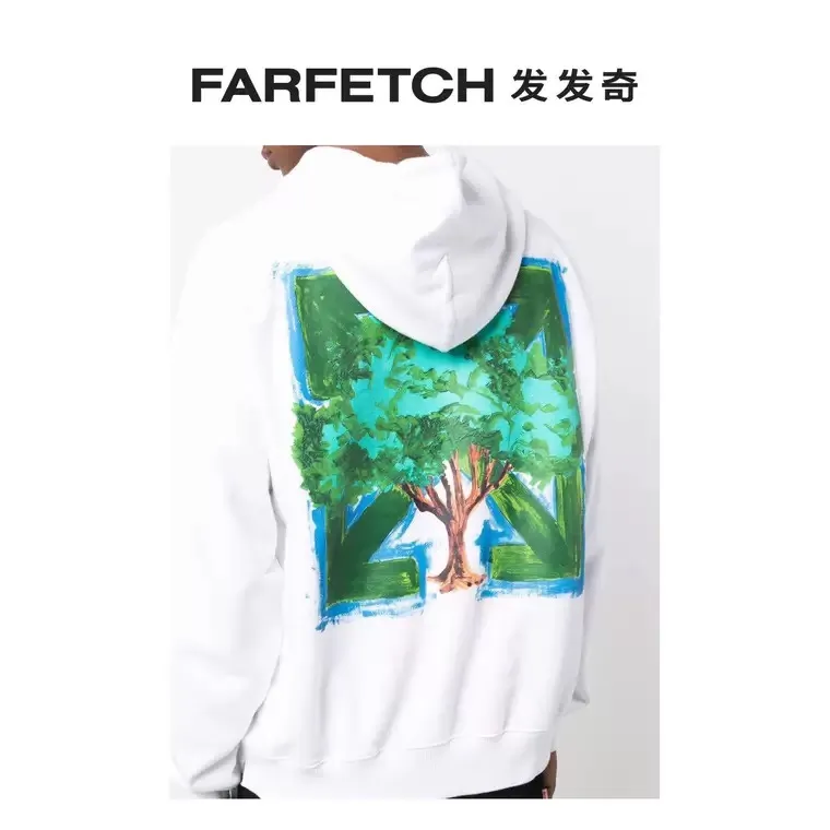 ♻️💯Upper body reference model picture❤️22SS top tested version environmentally friendly series OFFWHITE OW world environmentally friendly green tree graffiti pure cotton loose unisex round neck sweatshirt I won’t introduce the other ones here, just get to the point. This printed tree is different from the short-sleeved ones. The leaf shape part of the printing is replaced by embroidery. This cannot be seen from the picture level (you will definitely make a mistake when you look at the picture). Many versions on the market directly look at the picture and make the pattern, without worrying about this detail.  The fabric is made of 480g fish scale terry cotton fabric, and the hem is slit. This is the key detail.  The white front chest is the new slogan of the trumpet, and the back is also different. They are all framed by the classic and iconic large warning arrows. The black arrows are lake green, with a few white water-like patterns added; the white ones are sky blue arrows, with a big tree inside with branches and leaves filling the entire pattern. Both pieces are interpretations of traditional retro hand-painted graffiti painting techniques, which fully embody the natural and environmentally friendly atmosphere.  Color: White Size: XS-L P:410